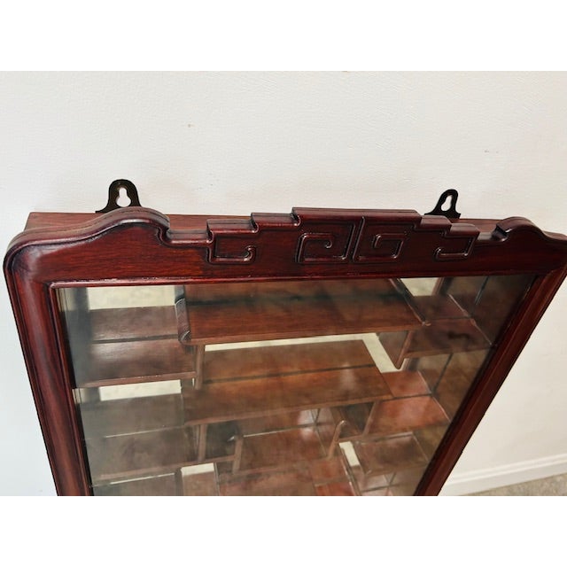 Vintage Chinese Solid Rosewood Oriental Wall Curio For Sale - Image 10 of 16