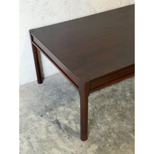 Rosewood Minimalist Coffee Table With Straight Legs Danish Mid-Century Modern 1960s For Sale - Image 12 of 12