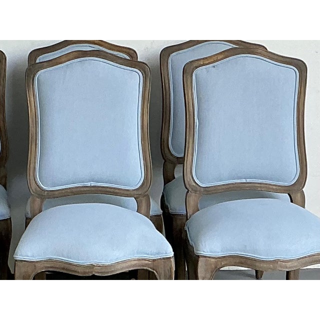 Vintage Carved Wood Dining Chairs With Blue Upholstery - Set of 6 For Sale In West Palm - Image 6 of 13