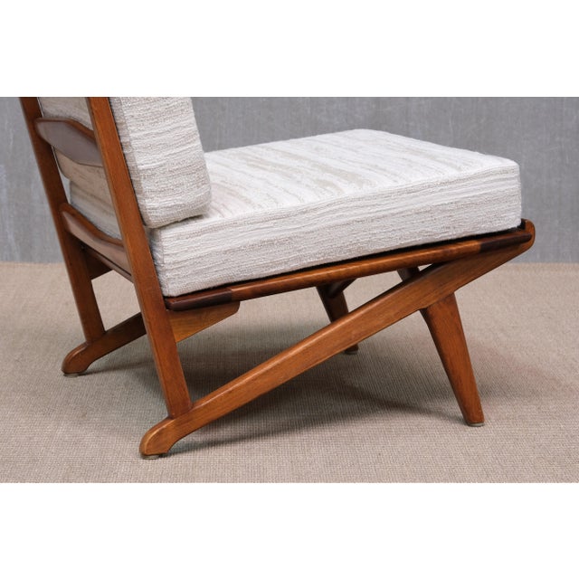 Danish Modern Chairs in Oak and Métaphores Striped Jacquard, 1950s, Set of 2 For Sale - Image 10 of 16