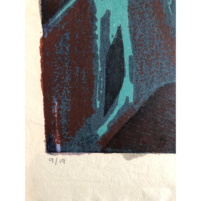 1960s Vintage Vibrant Mod Mythological 1960's Psychedelic Woodblock Woodcut Print, c.1960-1970s For Sale - Image 5 of 6