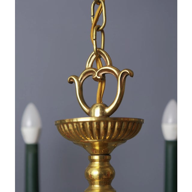 Empire Brass Ten-Arm Chandelier, France, 1970 For Sale - Image 15 of 16