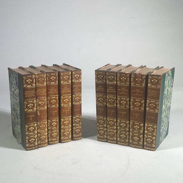 Antique Leather Bindings - American History Books by Harvard Professor John Fiske - 10 Volumes For Sale - Image 12 of 12