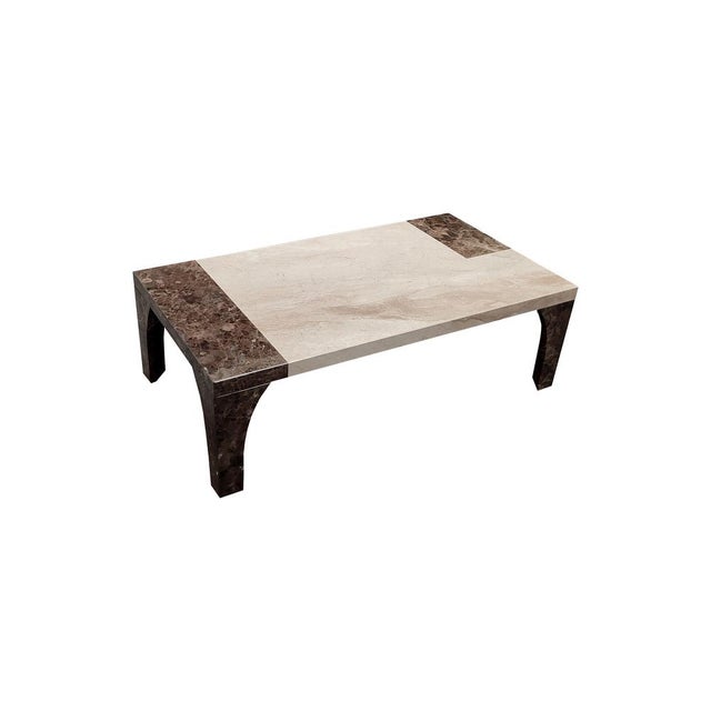 1990s Vintage Brown Coffee Table with Italian Daino Marble by Joaquín Moll for Meddel, 1990 For Sale - Image 5 of 7