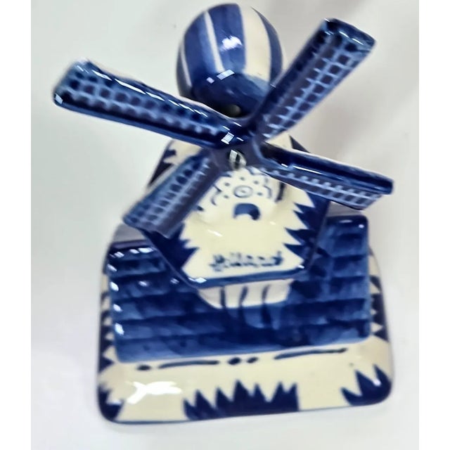 Blue Holland Flow Blue Delft Windmill Figurine For Sale - Image 8 of 14