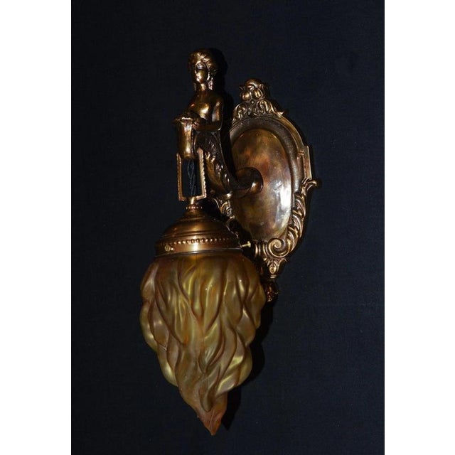 French Empire Bronze Siren Sea Nymph Figural Wall Light Sconce, 1930s For Sale - Image 16 of 18