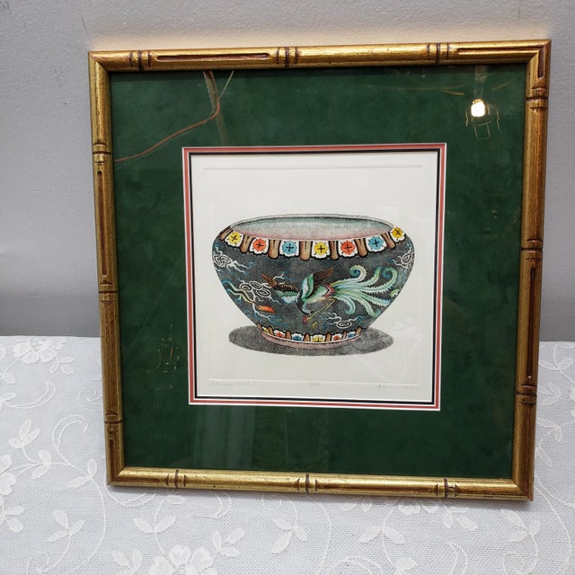Green Vintage "Chinese Bowl Ii" Dan Mitra Frame Signed & Numbered Print For Sale - Image 8 of 8