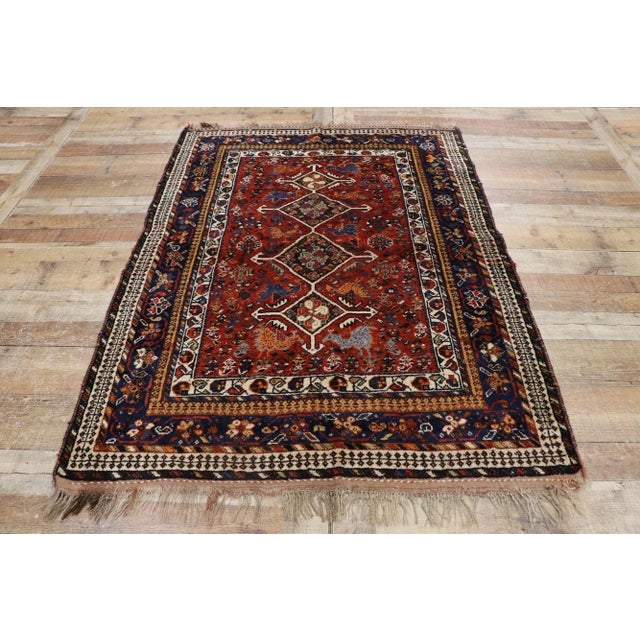 ラグ・カーペット shiraz rug Vintage Persian Shiraz Rug - 04'01 X 05'07 | Chairish