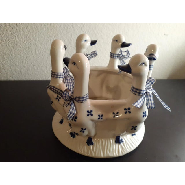 Ceramic 6 Ducks Figurine Planter or Wine Holder For Sale - Image 4 of 5