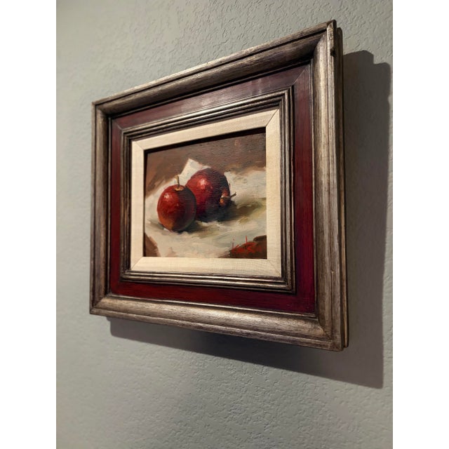 Mid 20th Century Apple Still Life by Alzada Knutson. Oil on Masonite. For Sale - Image 4 of 8