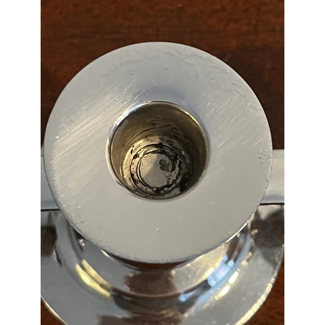 Vintage Bruce Hunt Art Deco Chrome Candelabras - Set of 2 For Sale - Image 10 of 17