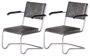 Set of Bauhaus Armchairs in Chrome & Leather, Czech, 1930s