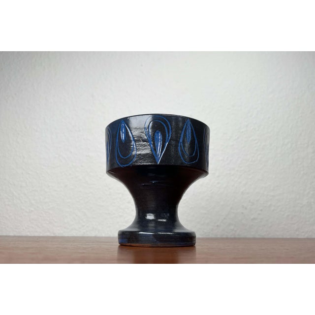 Mid-Century Modern Germany Blue Ceramic Candle Holder from Gebr. H.u.G. Claussen, 1960s For Sale - Image 4 of 13