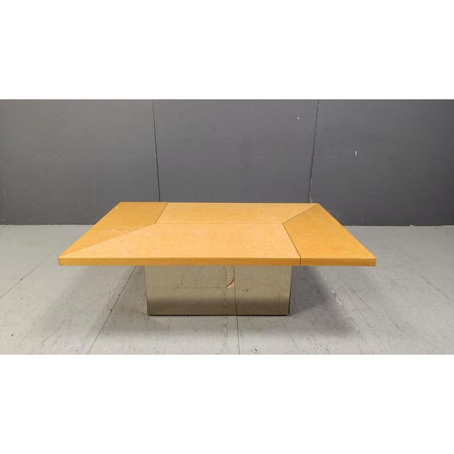 Hollywood Regency Vintage Ash Coffee Table attributed to Paul Michel, 1970s For Sale - Image 3 of 18