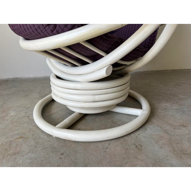 Wood Vintage " Egg" Shape Rattan Swivel and Rocking Chair For Sale - Image 7 of 13