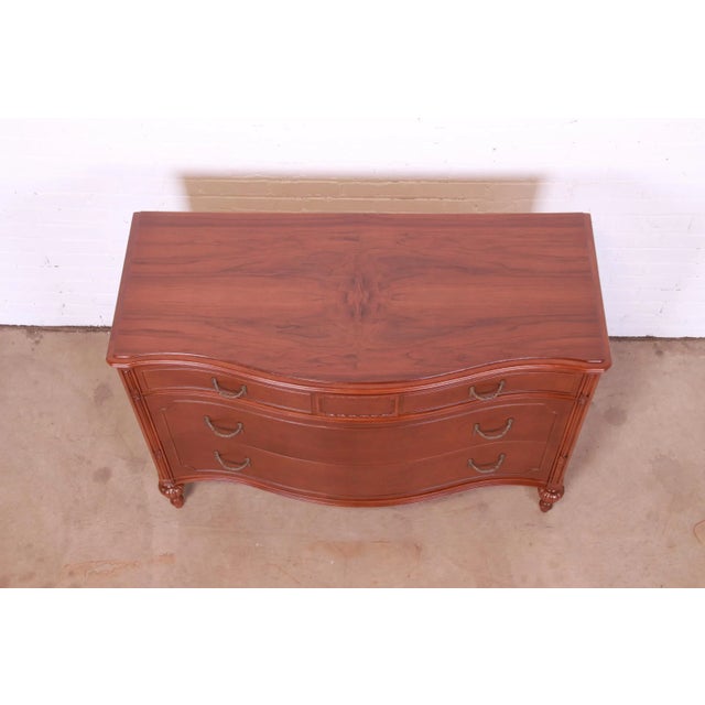 Brown Antique Widdicomb French Regency Louis XVI Burled Walnut Bow Front Dresser, Circa 1920s For Sale - Image 8 of 13