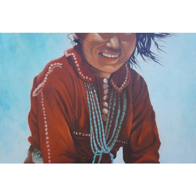 Early 20th Century Don E Taylor (B 1954) - Southwest Indian Girl With a Turquoise Necklace For Sale - Image 5 of 9