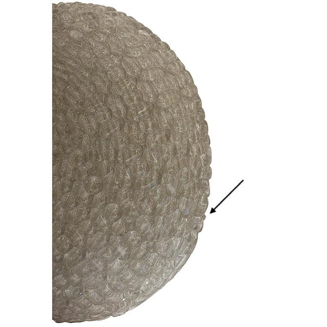 Metal Large Mid-Century Textured Glass Flush Mount Ceiling Lamp from Hustadt Leuchten, 1970s For Sale - Image 7 of 8