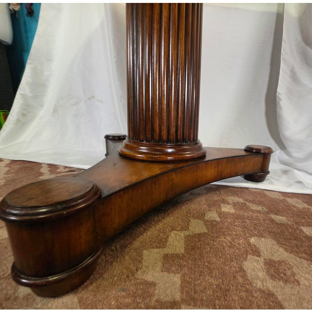Theodore Alexander Geometric Inlaid Wood Round Pedestal Dining/Entry Table For Sale - Image 13 of 17