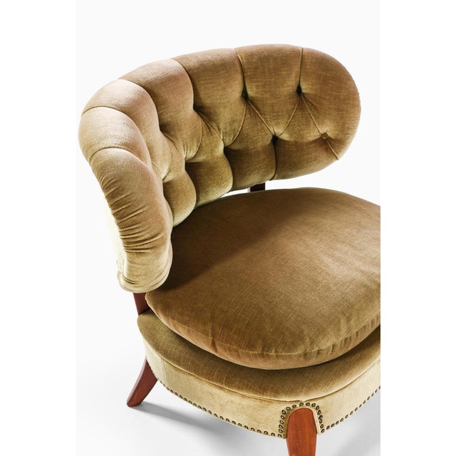 1930s Easy Chairs in Beech and Velvet attributed to Otto Schulz, 1936, Set of 2 For Sale - Image 5 of 7