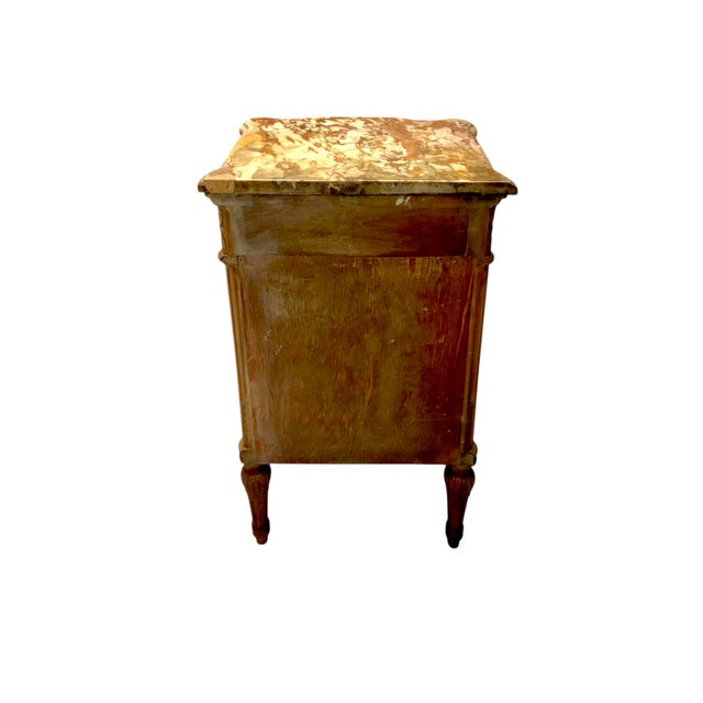 Late 20th Century Side Table Hand Carved Wood French Style Marble Top (Repaired) Vintage Classic Decor For Sale - Image 10 of 10
