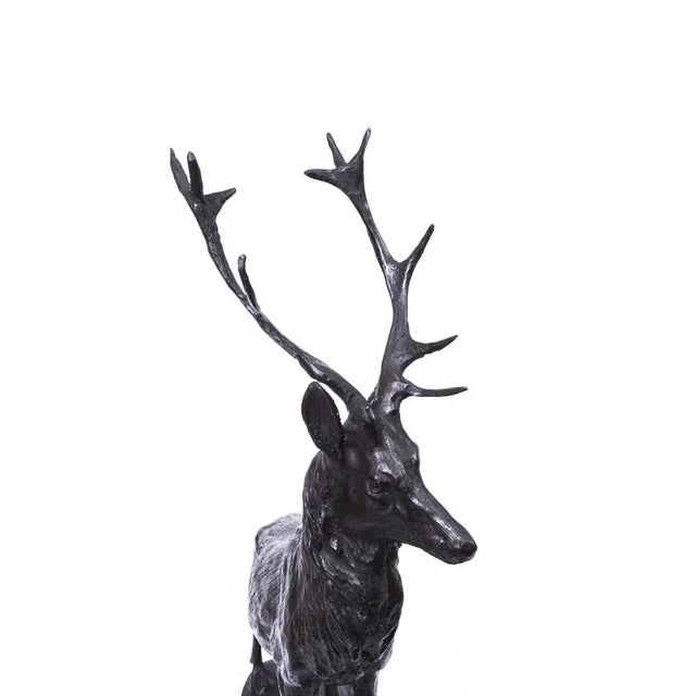 Large Bronze Stag Statuettes after Moigniez, 20th Century, Set of 2 For Sale - Image 12 of 18