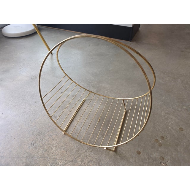 Mid-Century Modern Vintage Mid-Century Modern Brass Hoop Wire Log Holder & Record Rack For Sale - Image 3 of 17