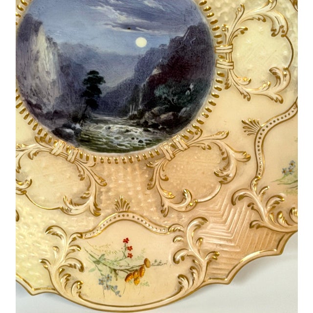 Royal Worcester “Empress” Shell-Form Porcelain Dish with Moonlit River Gorge, 1897, Unsigned For Sale - Image 13 of 18