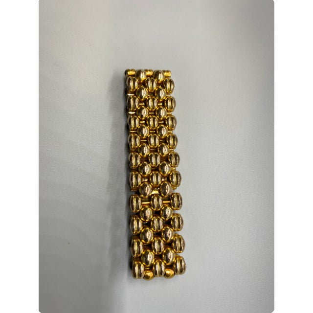 Vintage 5 Row Panther Link Bracelet 1940’s Swiss Plaque For Sale - Image 4 of 6