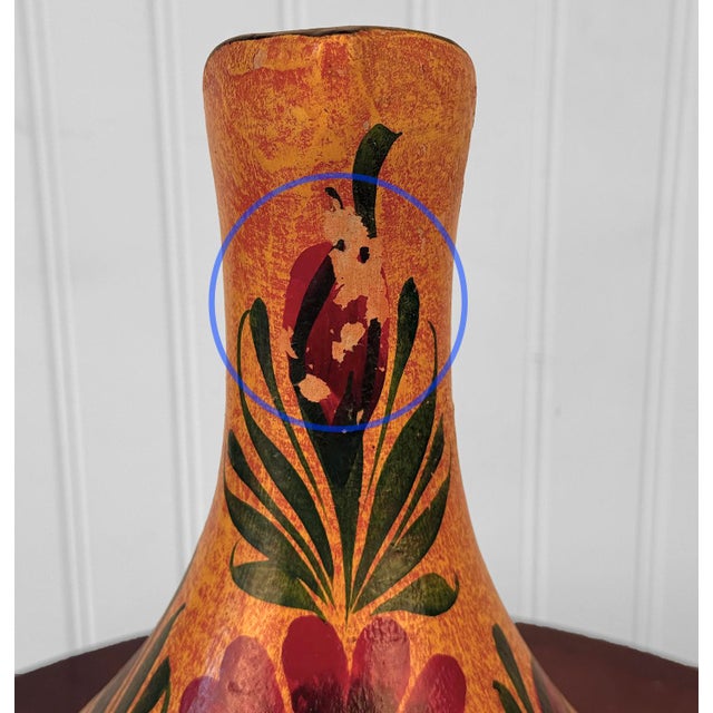 Ceramic Vintage 18" Tonala Mexican Pottery Floral Ewer Pitcher For Sale - Image 7 of 11