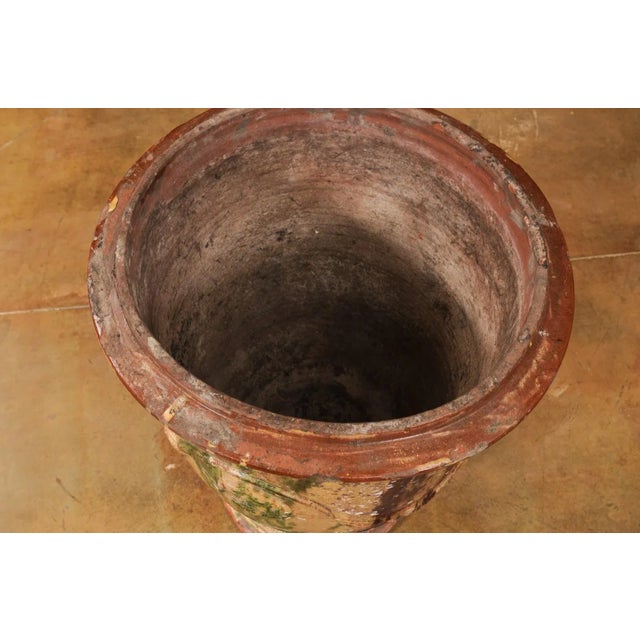Large French 19th Century Boisset Anduze Jar with Brown, Green Glaze and Swags For Sale - Image 4 of 12