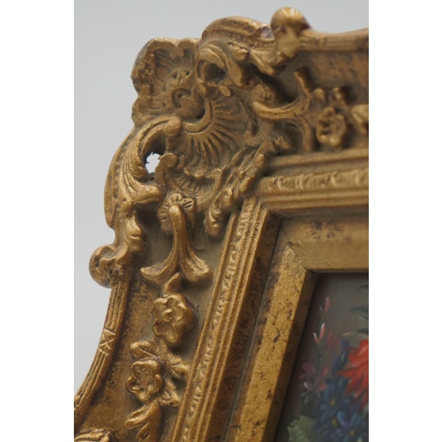 1980s Pair of Floral Still Life Oil on Board Paintings - Signed For Sale - Image 9 of 14