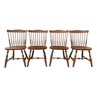 Vintage S. Bent Bros. Windsor Dining Chairs – Solid Maple, Early American Style | Set of 4 For Sale