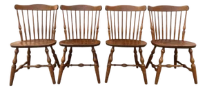 Vintage S. Bent Bros. Windsor Dining Chairs – Solid Maple, Early American Style | Set of 4