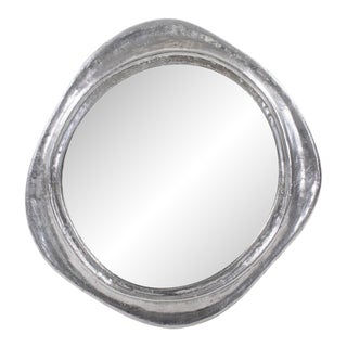Martine Abstract Cast Iron Mirror in Silver For Sale