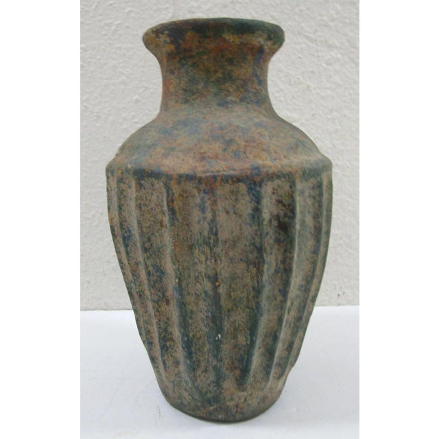 Bo Fajans Antique Bo Fajans 1930s Earthenware Vase With Vertical Fluting 8" Tall For Sale - Image 4 of 13