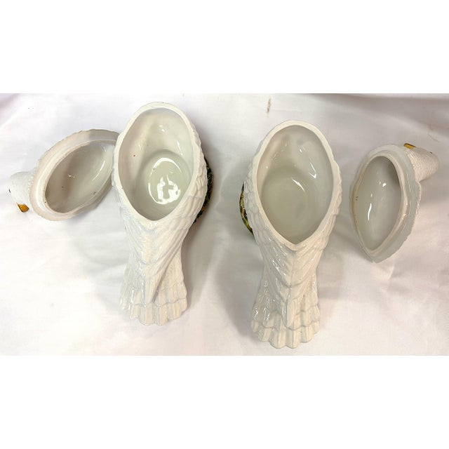 Vintage Italian Porcelain Turtle Dove Boxes- A Pair For Sale - Image 12 of 17