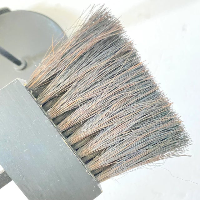 Black Mid Century Modernist 1950s Fireplace Tool Set Black Iron & Brass For Sale - Image 8 of 11