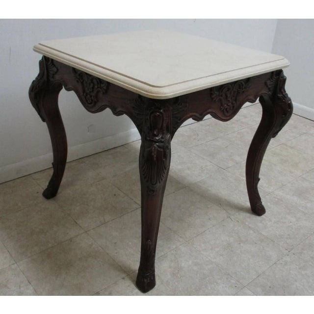 French Country 1980s Ralph Lauren Stone Top French Country Hoof End Table Night Stand For Sale - Image 3 of 12