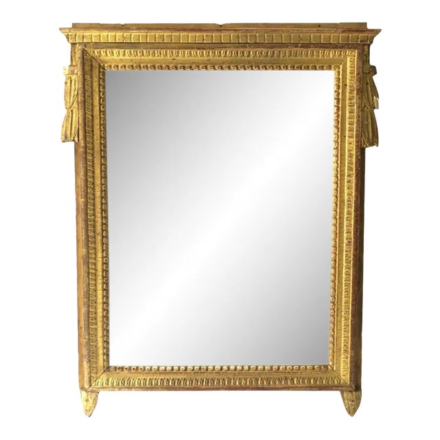 Gold Giltwood Wall Mirror, Neoclassical Design Style, Circa Late-19th Century For Sale