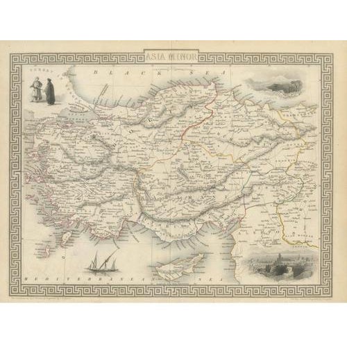 Antique Asia Minor Map from Tallis with Rhodes and Olympus Vignettes, 1851 For Sale - Image 12 of 12