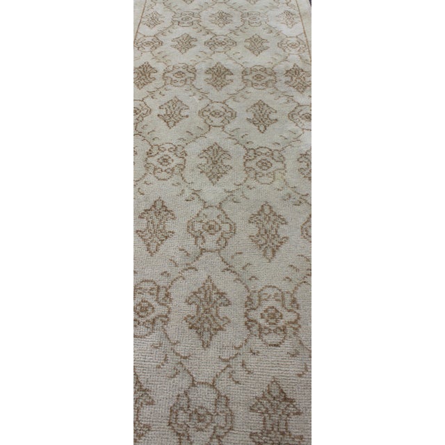 Tribal Vintage Turkish Oushak Runner With Light Brown All-Over Latticework Design 2'1'' X 8'7'' For Sale - Image 3 of 7