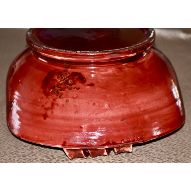1960s Fortunata Tuscany Italy Studio Hand Crafted Majolica Pottery Sculptural Bowl Planter For Sale In Palm Springs - Image 6 of 8
