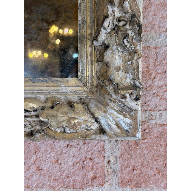 Wood 19th Century French Rococo Silvered Wood Mirror With Original Mercury Glass For Sale - Image 7 of 9