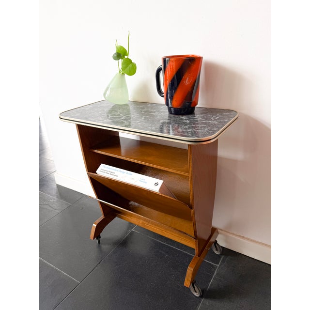 Mid-Century Modern Mid-Century Modern Bar Cart with Marble-Effect Top, 1950s For Sale - Image 3 of 14