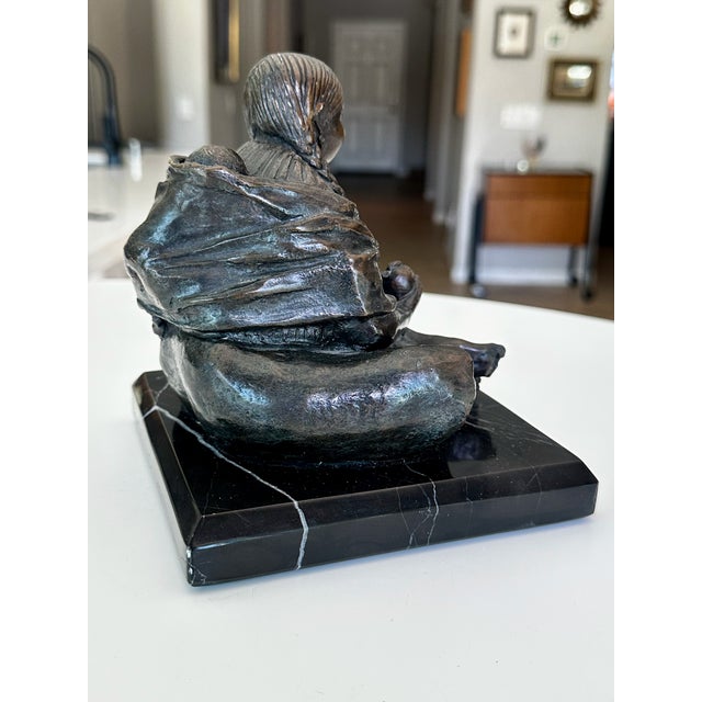 Glenda Hecksher's "Marta" Bronze Figure Indigenous Woman & Baby Statue For Sale - Image 9 of 17