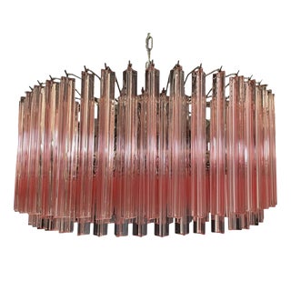 Italian Pink Murano Glass Rod Pendant Light with Chrome Structure from Justfurnituress SRL For Sale