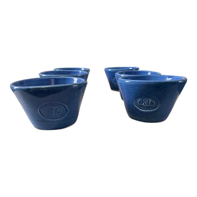 Six Ralph Lauren Rl 67 Rustic Blue Dessert/Fruit Bowls For Sale