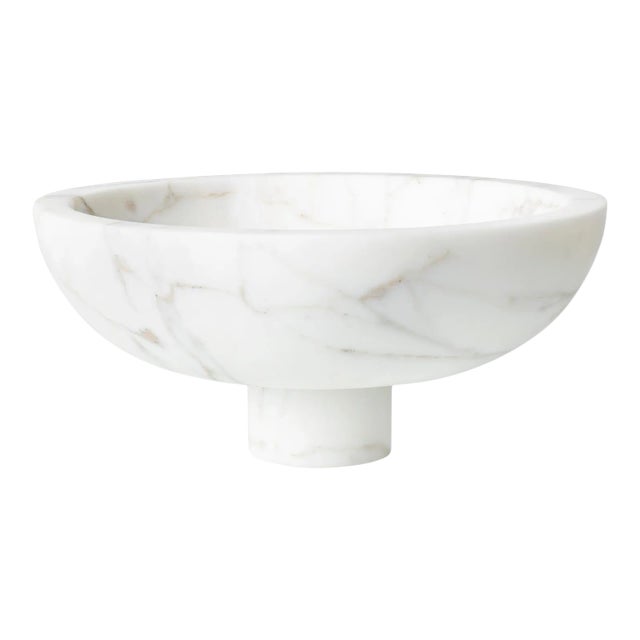 Fruit Bowl in White Marble by Karen Chekerdjian, Made in Italy For Sale