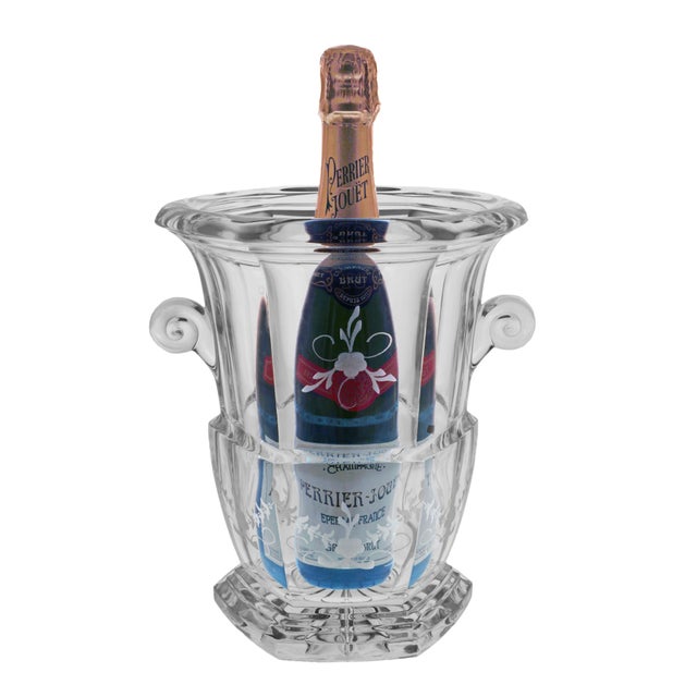 This elegant, vintage etched crystal urn features a classic Biedermeier-style silhouette, generous proportions, and finely...